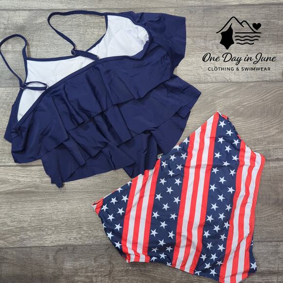 Charmleaks Plus Size Flounce High Waist Bikini Swimsuit Size XXL - Picture 6 of 6